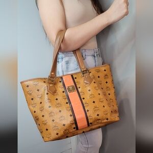 MCM Cognac & Orange Tote Bag